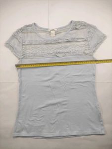 Light Blue Lace Trim Top
