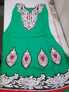 Green Embroidered Anarkali Dress