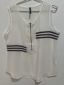 Sheer Sleeveless Top with Zipper Detail