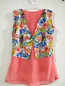 Floral Print Layered Dress Top