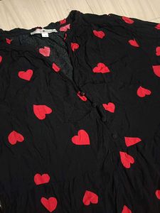 Chic Black Heart Print Maxi Dress