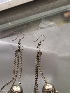 Boho Silver Jhumka Earrings