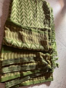 Green Saree with Chevron Print
