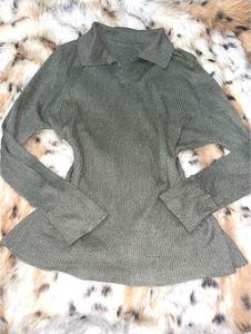 office siren silver green knot top