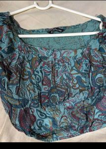 Bohemian Print Long Sleeve Crop Top