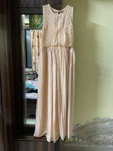 Elegant Blush Lace Maxi Dress