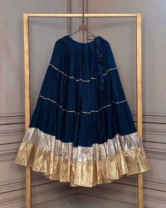 Black Tiered Maxi Skirt with Gold &amp; Silver Trim