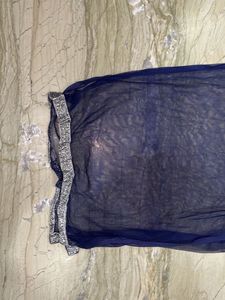 Elegant Blue Net Embellished Kameez