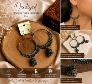 New Oxidised Jhumka Hoop Earrings