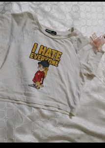 white baby tee with having i hate everyone..