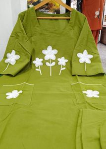 Trendy Olive Embroidered Co-ord Set