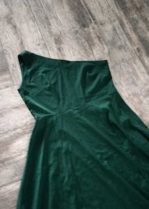 Emerald Green Velvet One Shoulder Dress