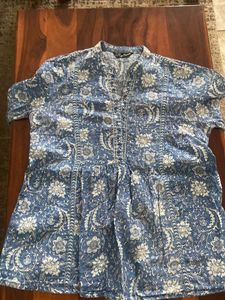 Bohemian Blue Floral Tunic Top