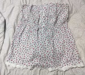 Cute Floral Strapless Tube Top