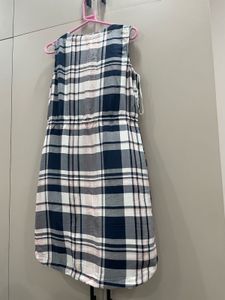 Stylish Plaid Sleeveless Shirt Dress