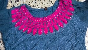Free Delivery Elegant Kurta with Pink Embelli