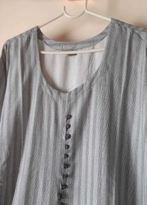 Elegant Striped Kurti with kalamkari hands