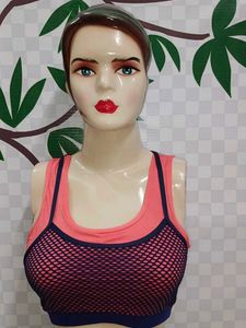(1200)Coral & Navy Sports Bra