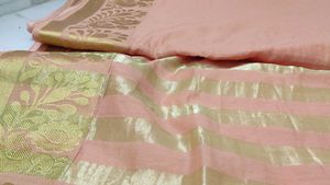 Pink Saree with Gold Border