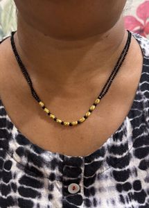 Elegant Gold Plated & Black Beaded Mangalsutra