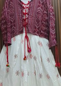 White Kurta Set with Maroon Jacket