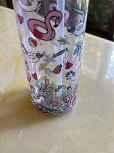 Cute Flamingo Water Bottle with Straw