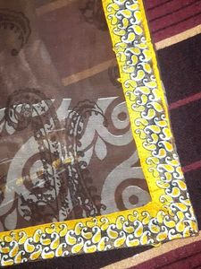 Beautiful Yellow &amp; Grey Saree