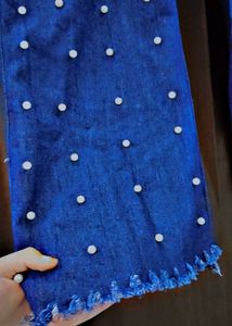 Pearl-Embellished Wide-Leg Jeans