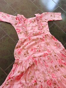 Pink Floral Tiered Maxi Dress