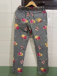 Chic Gingham Floral Butterfly Pants