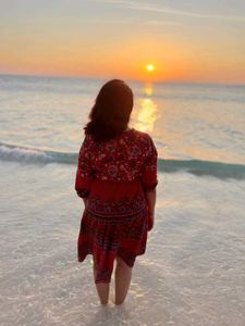 Red Boho Tiered Mini Dress