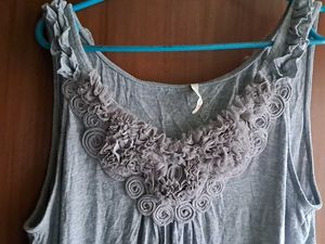 Grey camisole with Embellished Neckline