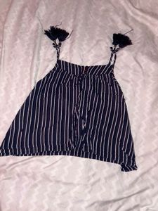 Striped Tank Top with Tie Straps