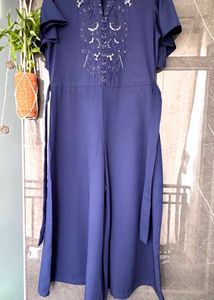 Elegant Navy Blue Embellished Jumpsuit