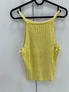Yellow Ribbed Tank Top