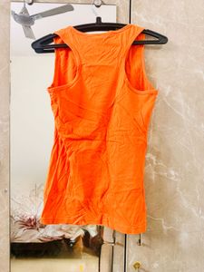 Orange Eiffel Tower Print Tank Top