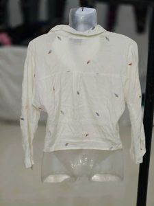 Vera moda Cream Embroidered Button-Up Shirt