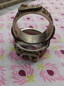 Elegant Stone-Studded Bangle Set