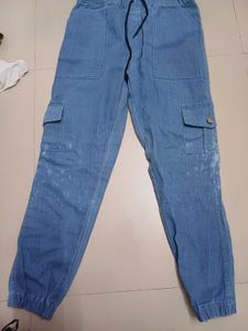 NEW Blue Denim Cargo Joggers
