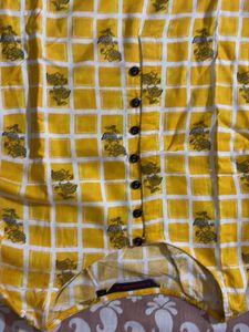Yellow Printed Kurta