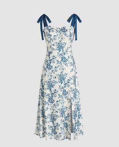 Littlebox Floral Midi Dress with knotted split