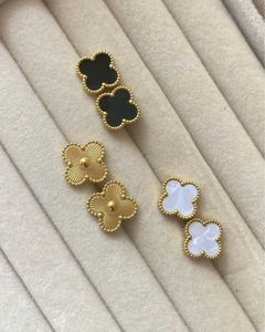 Elegant Black Clover Stud Earring