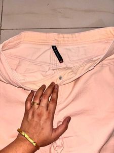 Light Pink Cotton Blend Trousers