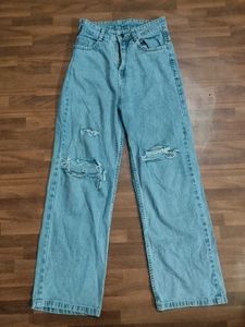 Ripped Wide Leg Jeans
