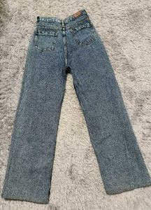 Vintage Wash Wide Leg Jeans