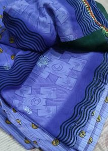 Beautiful Blue Saree with Yellow Motifs