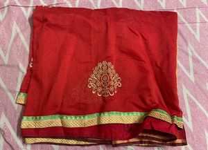 Elegant Red Embroidered Saree