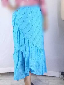 Bright Blue Eyelet Ruffle Skirt