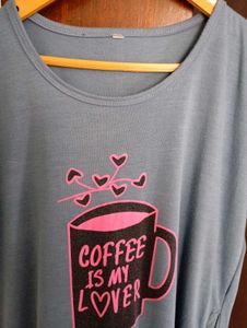 Coffee Lover Graphic long nighty T-Shirt