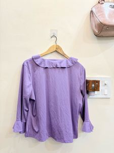 Purple Ruffle Neck Top